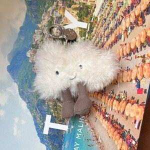 Jellycat Fluffy White Cloud Keychain